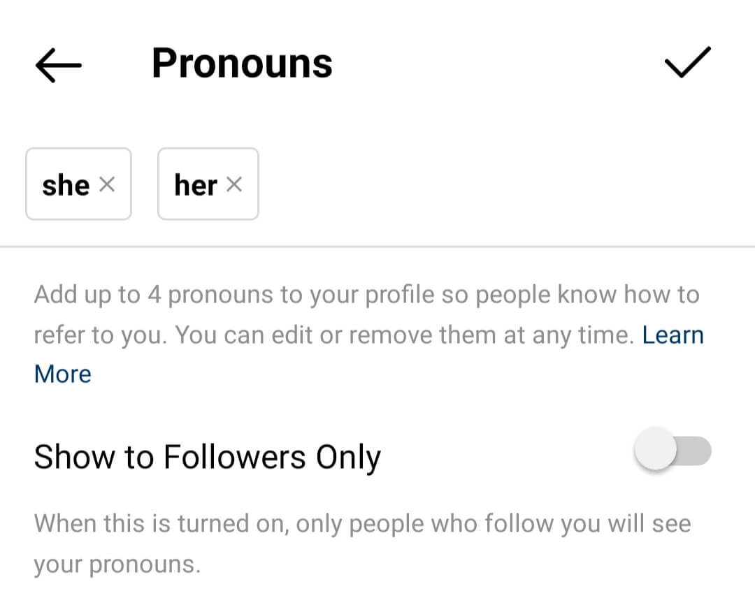 Apa maksud dari She Her pada bio Instagram