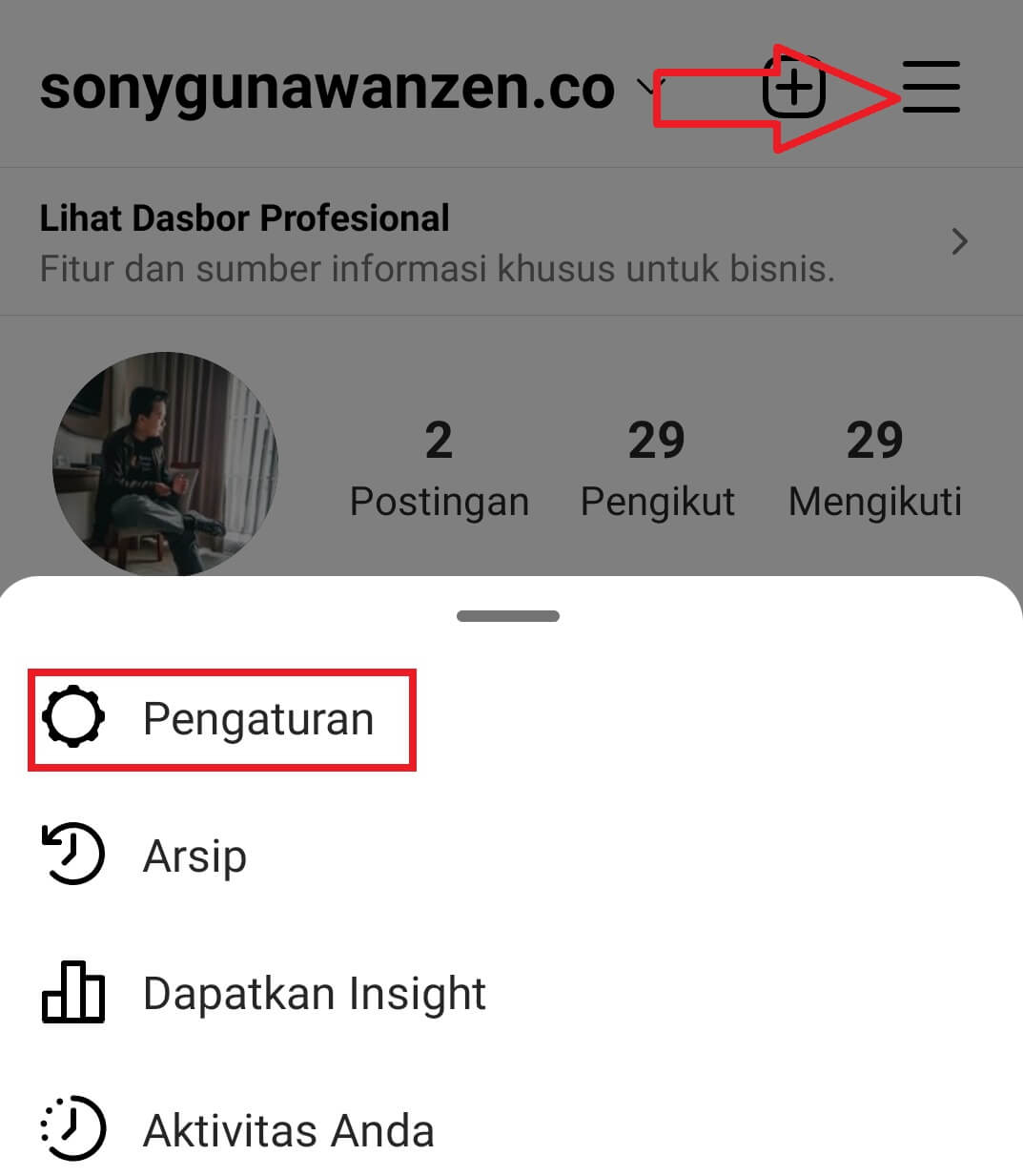 cara menyembunyikan following instagram