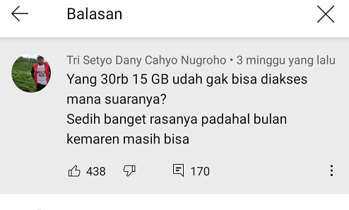 paket 15gb 30 ribu Telkomsel hilang